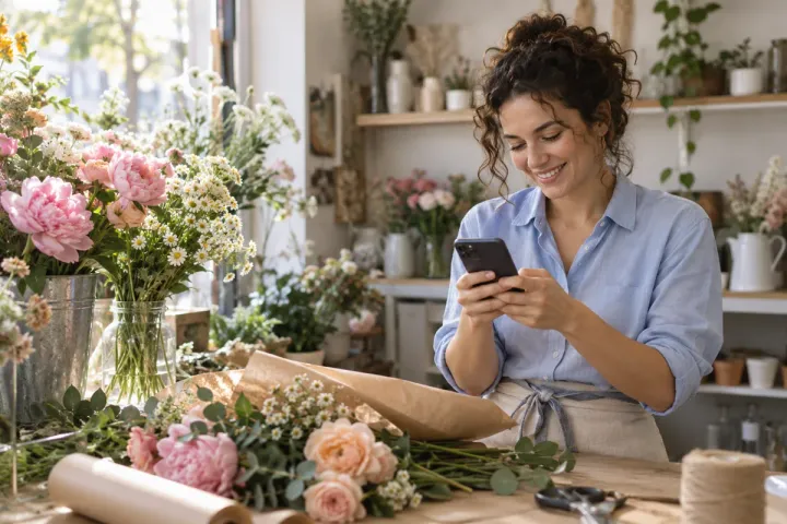 Small business owner at her flower shop
